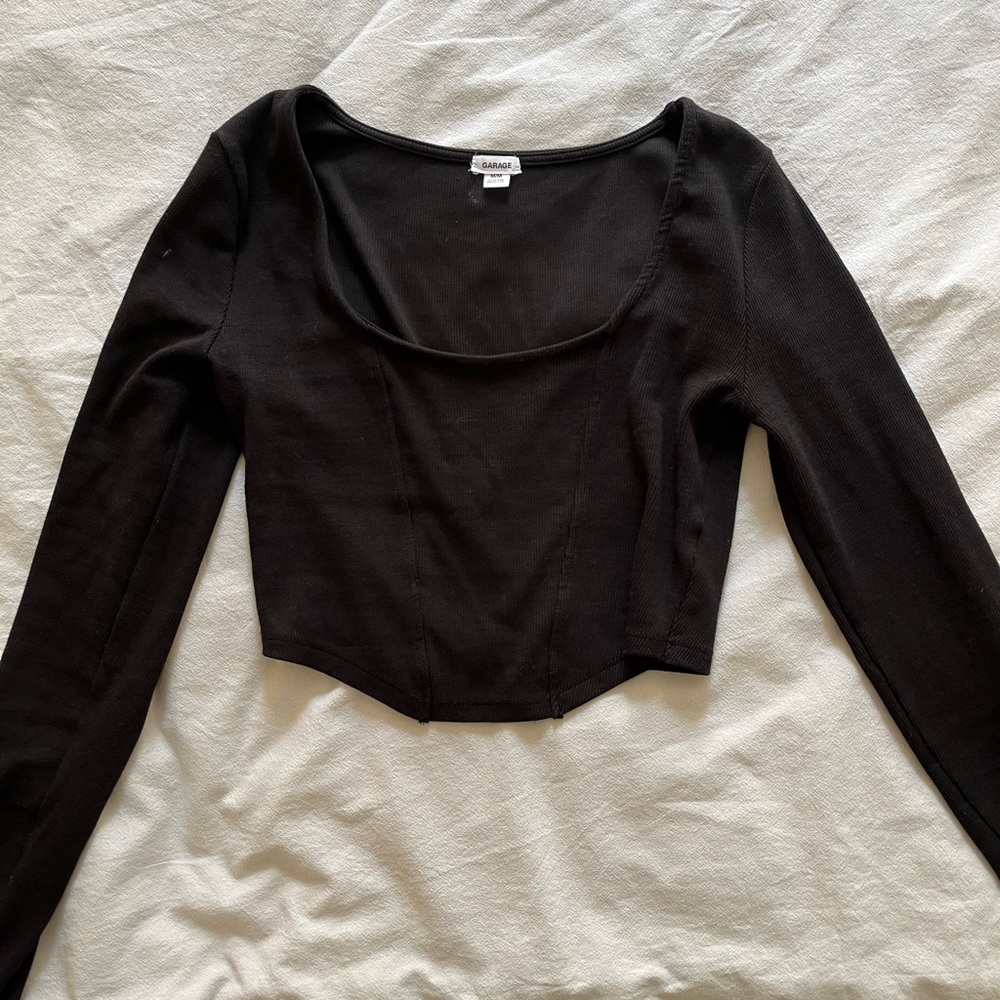 Garage cropped tight fitted long sleeve top, size M